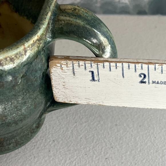 Studio Art Pottery Mug 3.5" Stoneware Green Speckled Lumpy - Picture 9 of 10